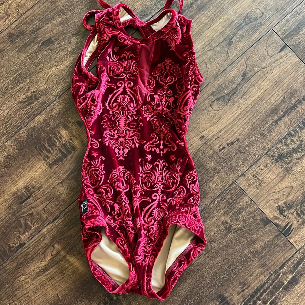 Kandi kouture burgundy velvet leotard